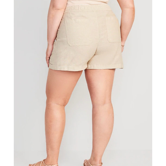 Old Navy High-Waisted Linen-Blend Utility Shorts Plus Size 4X Tan Lightweight - Picture 3 of 11